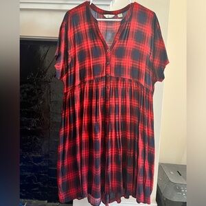 Red and black plaid Anthropologie swing dress